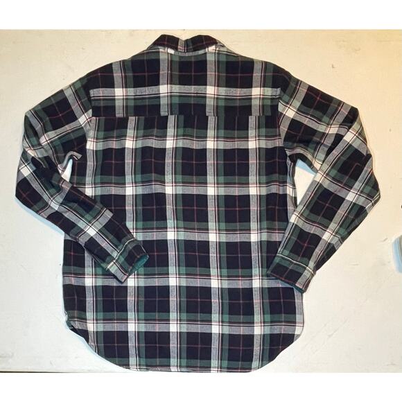 Abercrombie & Fitch Womens Boyfriend Flannel Shirt Sz S Navy Green Plaid Cotton - Picture 8 of 10